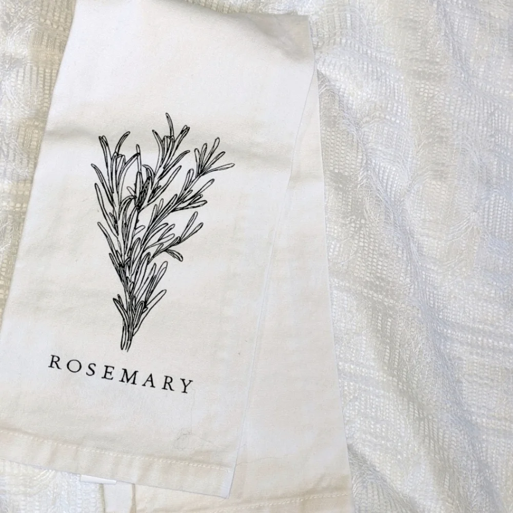 Rosemary Sketched Drawing Heavy Cotton Dishtowel